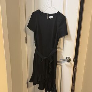 Calvin Klein Black Short Sleeve Dress with Ruffle Hem